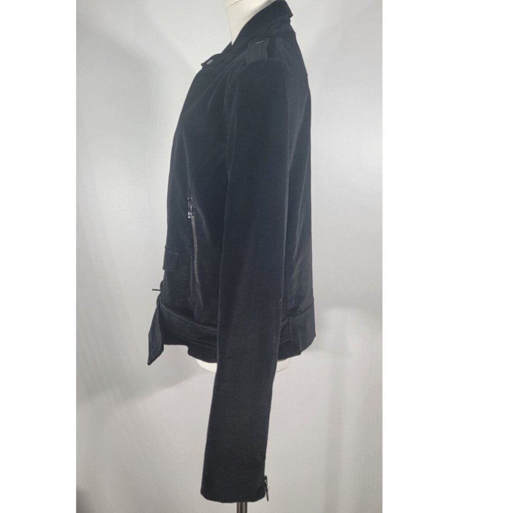Nordstrom Signature Velvet Moto Biker Jacket, Black, Womens Size Large - Picture 6 of 10